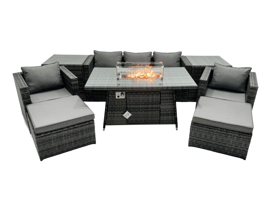 Click to view product details and reviews for Fimous Rattan Garden Furniture Firepit Dining Set 7 Seater Lounge Sofa Table Set With 2 Side Table 2 Big Footstool. Click to view product details and reviews for Fimous Rattan Garden Furniture Firepit Dining Set 7 Seater Lounge Sofa Table Set With 2 Side Table 2 Big Footstool.