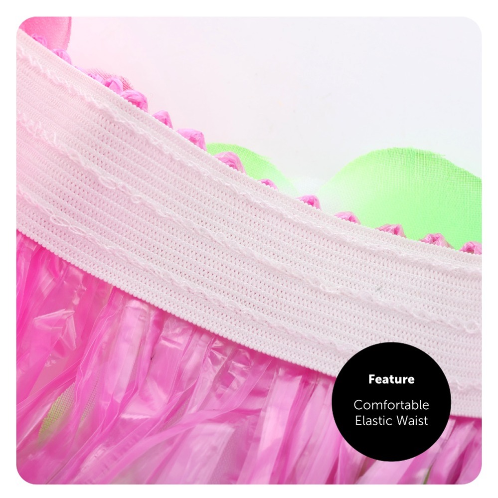 40cm Hawaiian Short Pink Hula Skirt & Lei