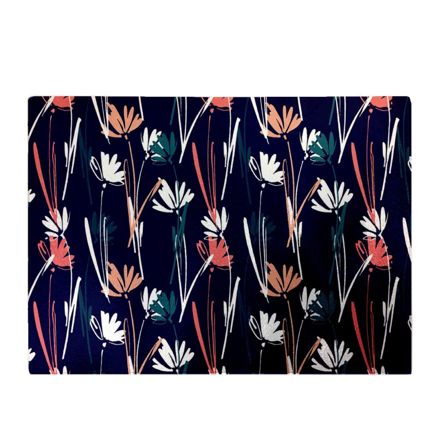 Click to view product details and reviews for Hand Drawn Wild Flowers Glass Chopping Board.