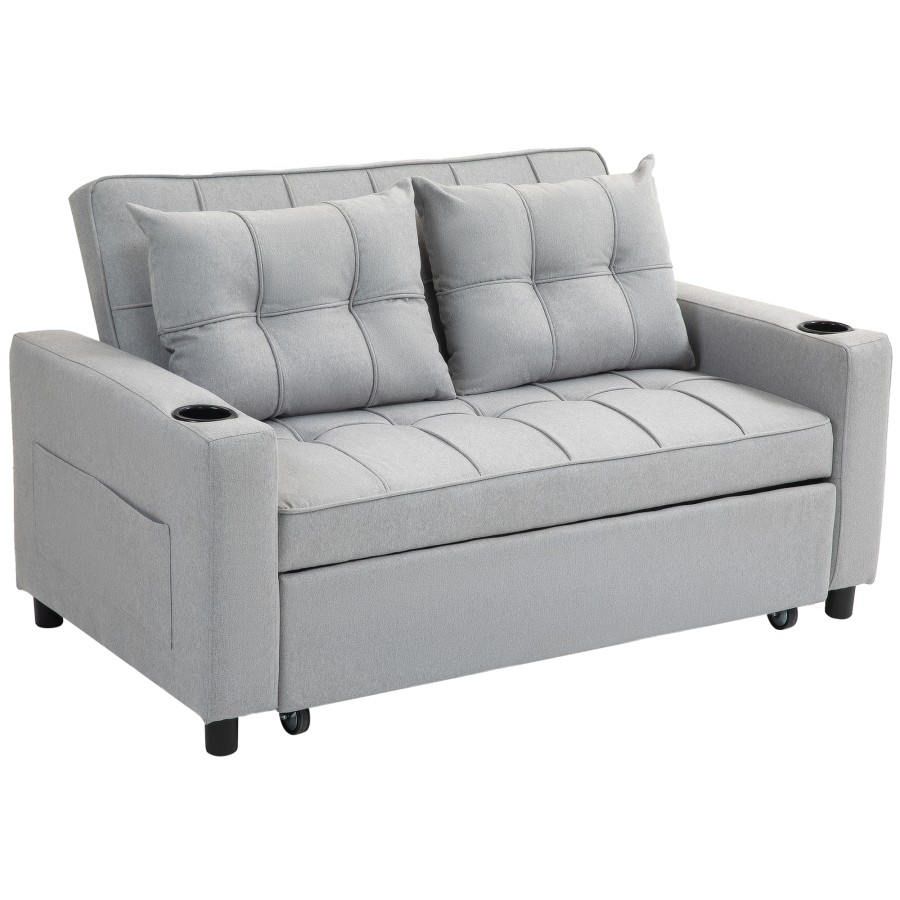 Click to view product details and reviews for Homcom 2 Seater Sofa Bed Convertible Pull Out Sofa Bed With Adjustable Backrest Cup Holders And Pillows Click Clack Bed Settee For Living Room Bed.
