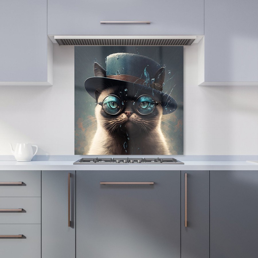 Click to view product details and reviews for Siamese Cat With Glasses Splashart Kitchen Splashback W600mm X H600mm.