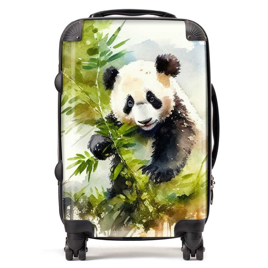 Click to view product details and reviews for Panda Eating Bamboo Watercolour Suitcase Cabin.