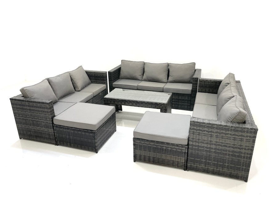 Click to view product details and reviews for Fimous Outdoor Garden Furniture Set 6 Pieces Rattan Sofa Set With Coffee Table 2 Big Footstools Dark Grey Mixed. Click to view product details and reviews for Fimous Outdoor Garden Furniture Set 6 Pieces Rattan Sofa Set With Coffee Table 2 Big Footstools Dark Grey Mixed.