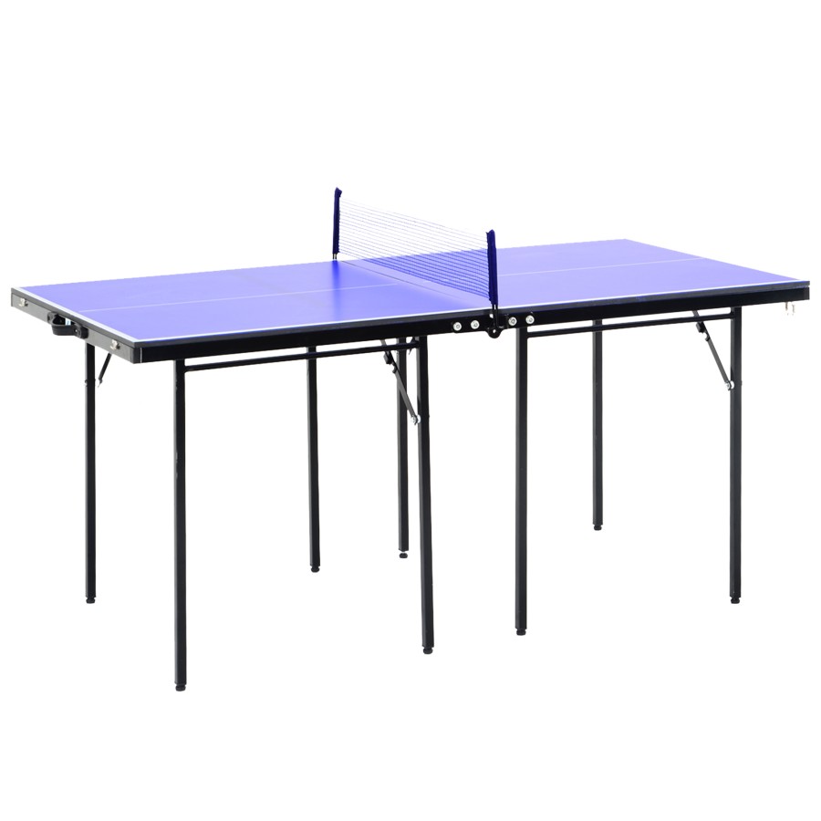 Homcom Folding 5ft Mini Compact Table Tennis Top Ping Pong Table Set Professional Net Games Sports Training Play Blue Party Supplies Countyfetes