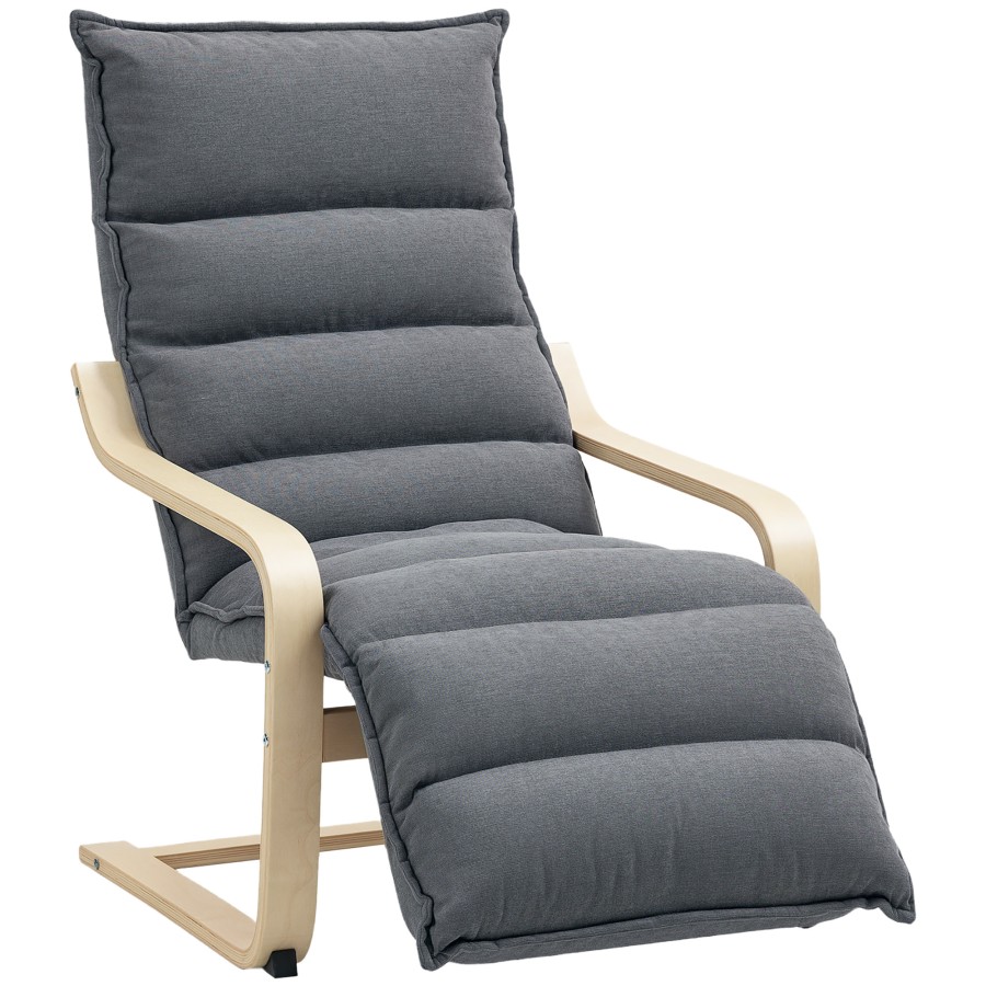 Click to view product details and reviews for Homcom Birch Wood Lounge Chair Upholstered Recliner Lounge Seat With Adjustable Footrest Modern Armchair For Living Room Bedroom Balcony Office.