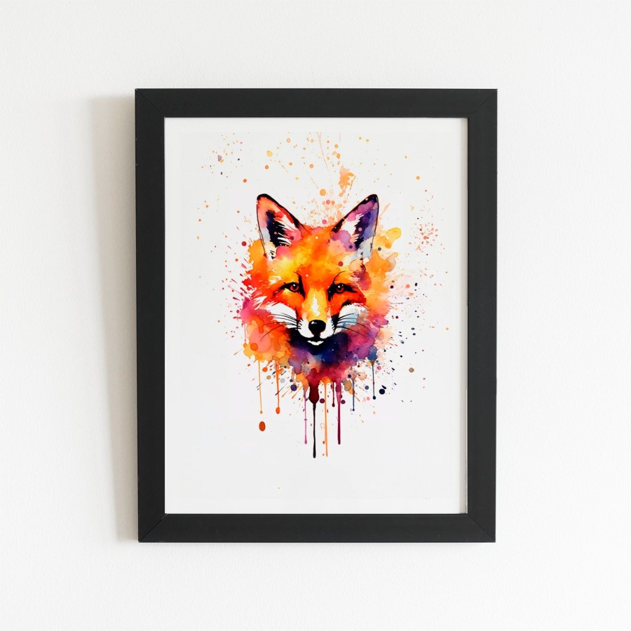 Click to view product details and reviews for Watercolour Splashart Fox Face Art Prints 8 X 10 Black Frame.
