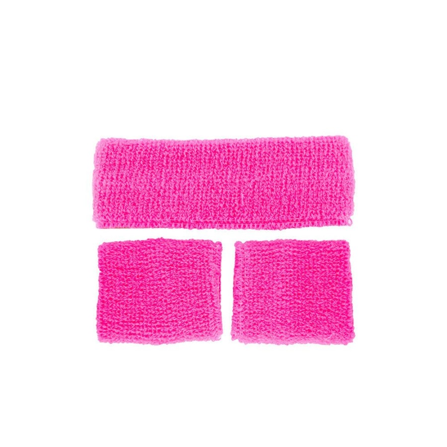 Click to view product details and reviews for 80s Sweatband Wristbands Neon Pink 1x Headband 2x Wristbands.