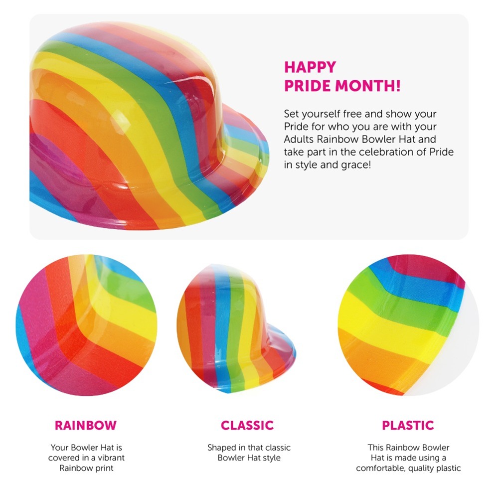 Plastic Rainbow Bowler Hat