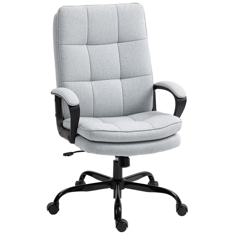 Click to view product details and reviews for Homcom Executive Office Chair Fabric Computer Desk Chair With Dual Layer Padding High Back Silent Swivel Wheels Armrest Height Adjustable Tilt F.