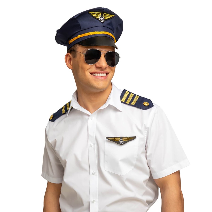 Click to view product details and reviews for Instant Pilot Set Peak Cap Sunglasses Epaulettes Badge Fancy Dress.