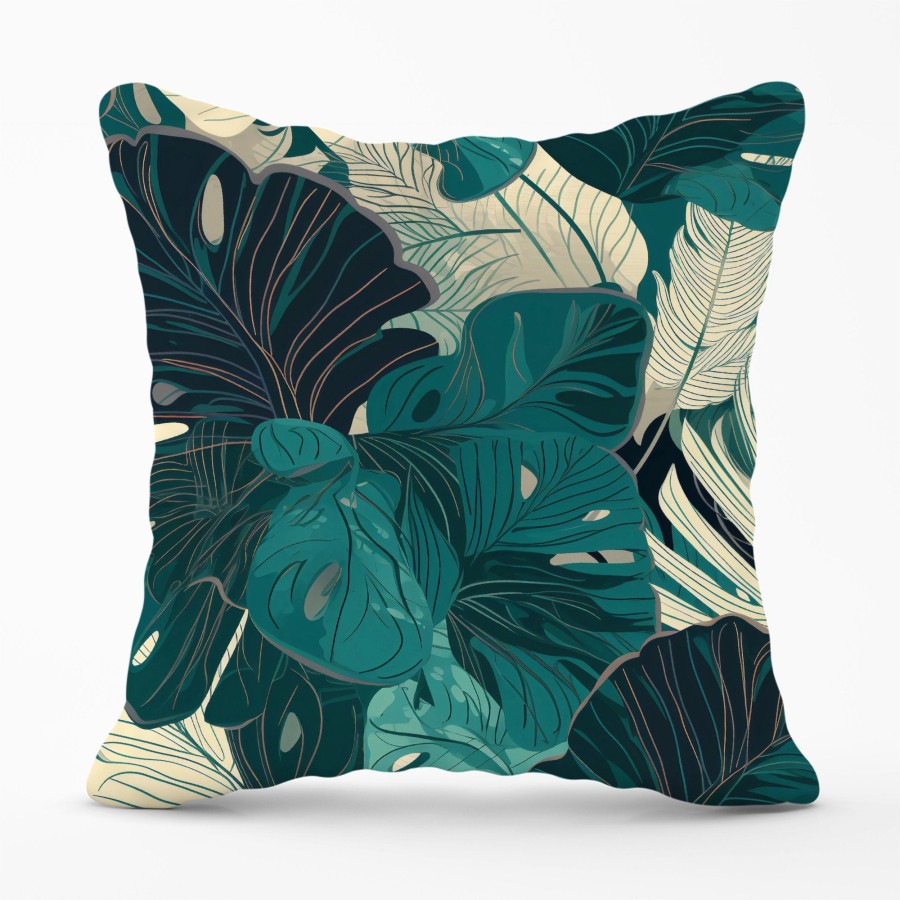 Tropical Green Leaves Cushions