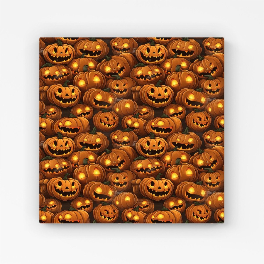 Click to view product details and reviews for Grinning Lanterns Pumpkins With Glowing Eyes Canvas Extra Large 40 X 40.