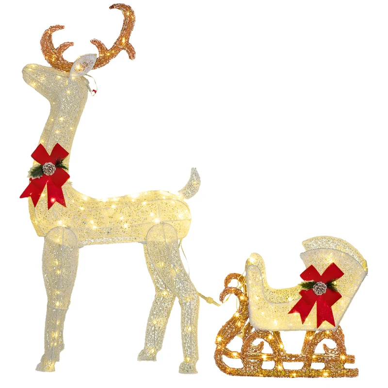 Click to view product details and reviews for Outsunny 170 Led Light Reindeer And Sleigh Christmas Decoration.