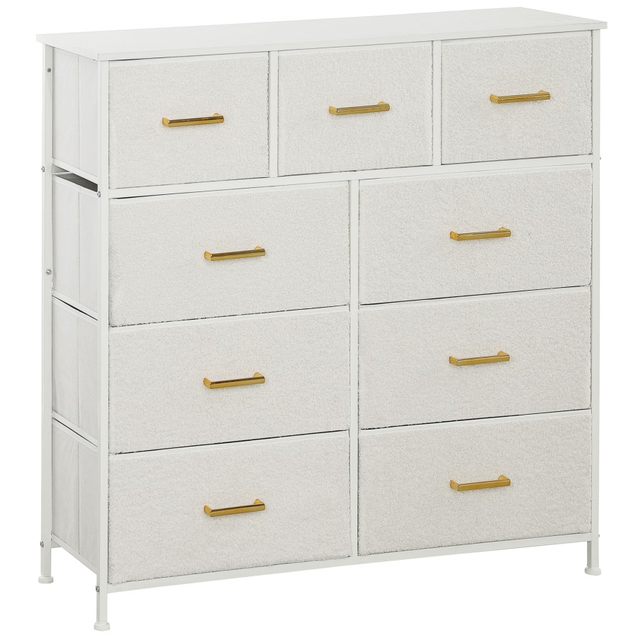 Click to view product details and reviews for Homcom Chest Of Drawers With 9 Fabric Drawers Boucle Storage Organiser With Steel Frame Fabric Dresser For Bedroom Living Room Hallway Cream Whit.