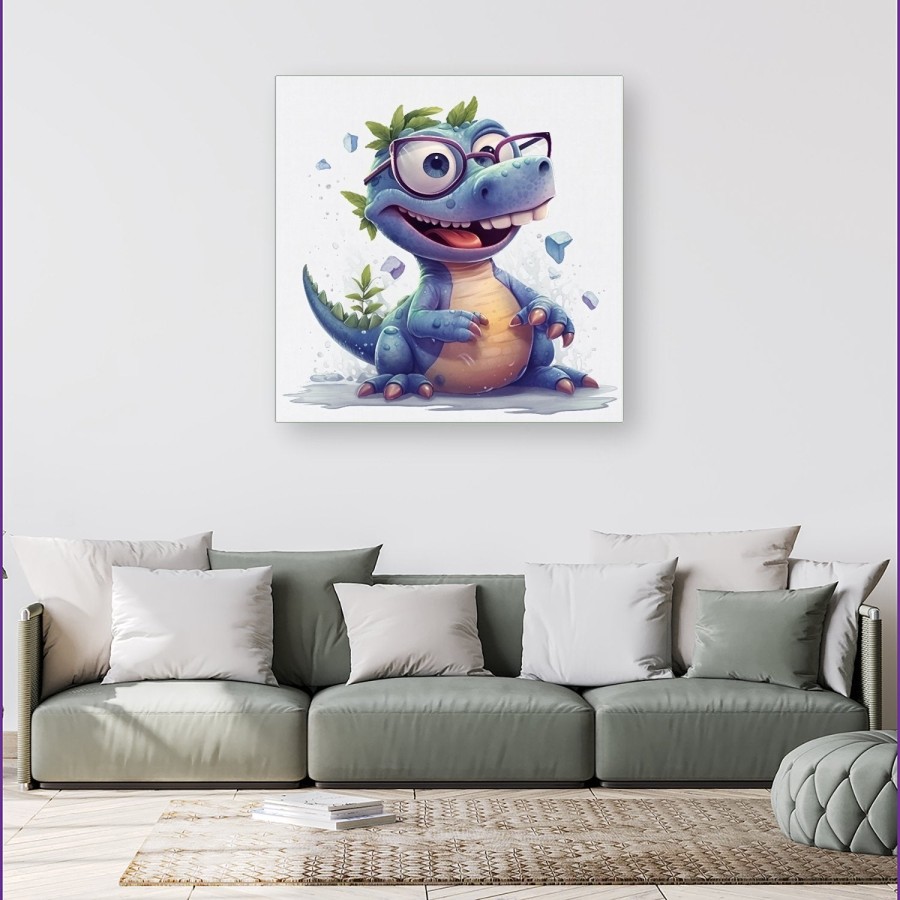 Click to view product details and reviews for Happy Dinosaur With Glasses Canvas Extra Large 40 X 40.