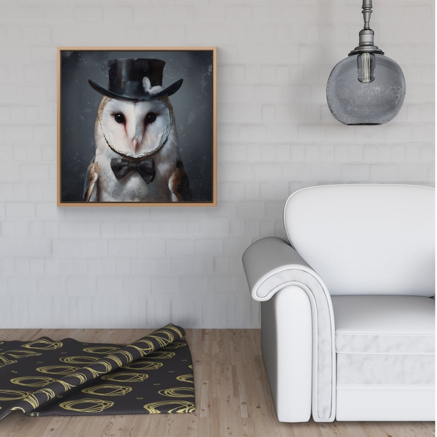 Click to view product details and reviews for Owl In A Top Hat Framed Canvas 16 X 16 Pine.