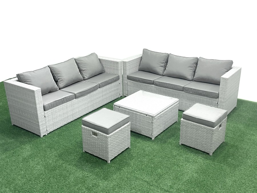 Click to view product details and reviews for Fimous Garden Outdoor Furniture Set 8 Seater Rattan Sofa Set With 2 Small Footstools Light Grey Mixed.