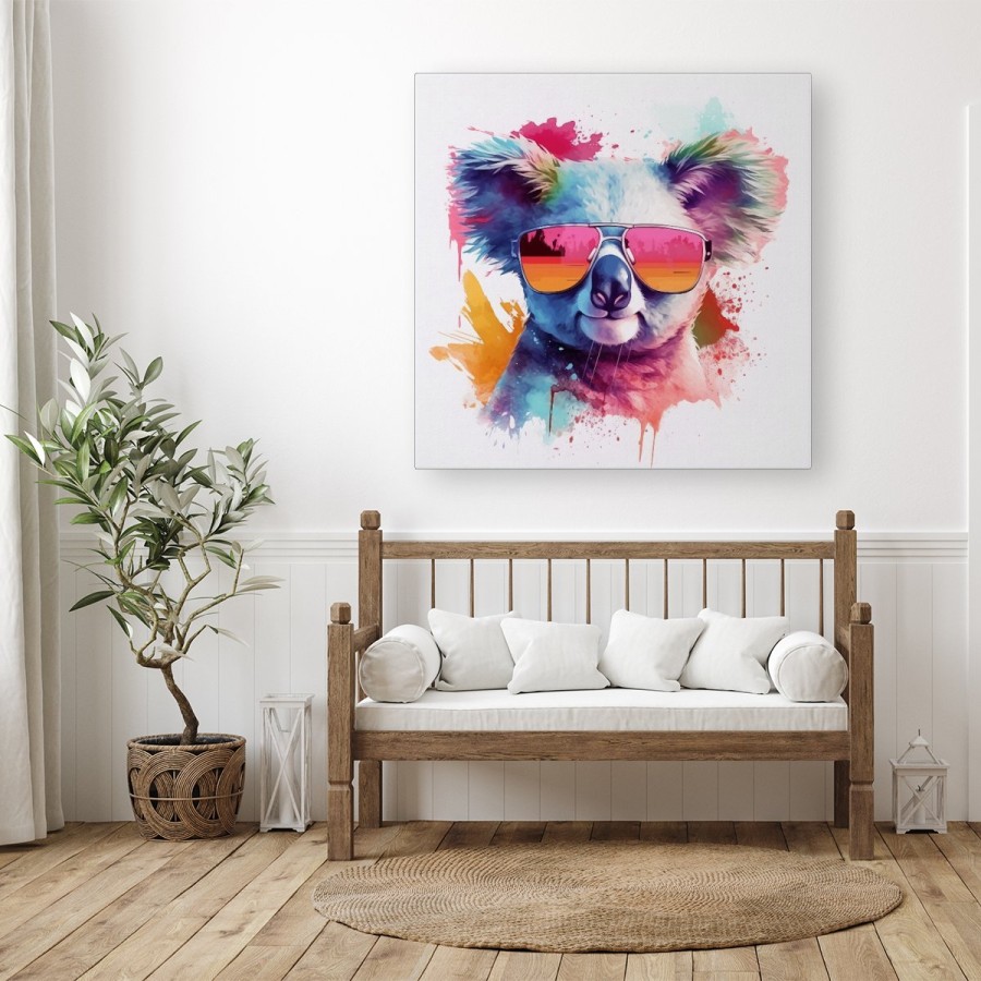 Click to view product details and reviews for Colourful Splashart Koala In Glasses Canvas Large 30 X 30.