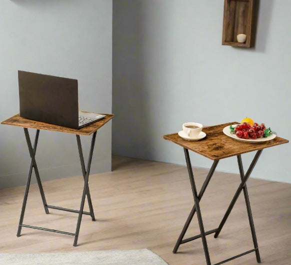 Click to view product details and reviews for Set Of 2 Folding Side Tables &ndash; Industrial Tables For Sofa Laptop Or Drinks.