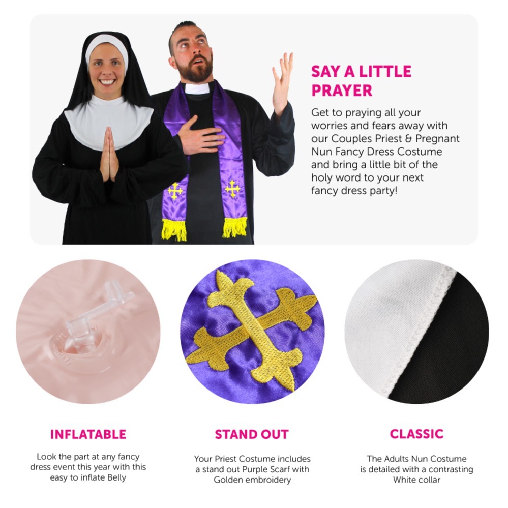 Adults Priest & Pregnant Nun Couples Costume
