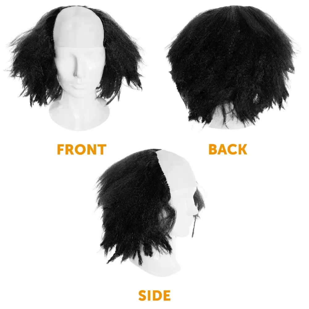 Adults Horror Puppet Costume | 5 Pcs | Black Suit, Mask, Wig, White Gloves & Red Bow Tie