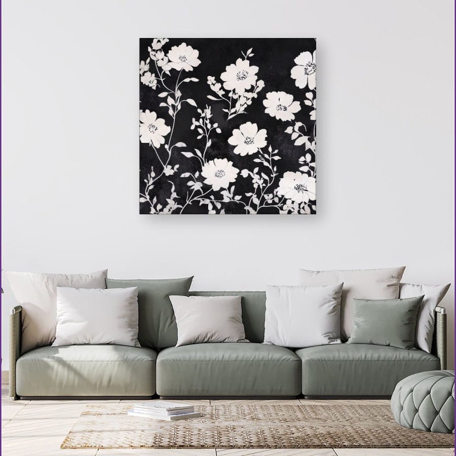 Click to view product details and reviews for Black And White Floral Silhouette Canvas Extra Large 40 X 40.