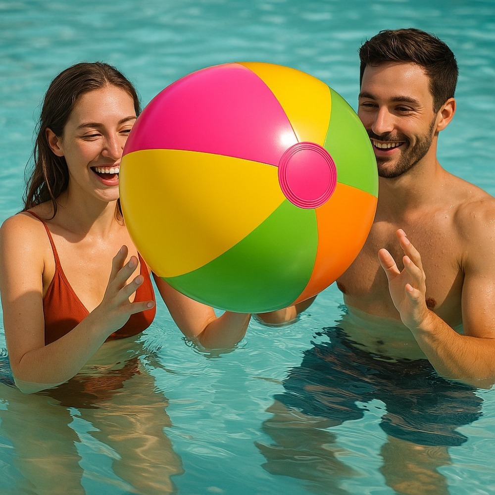 2-Pack Giant Inflatable Beach Balls – 22''/56cm Multi-Coloured Summer Toy in Yellow, Pink, Green & Orange