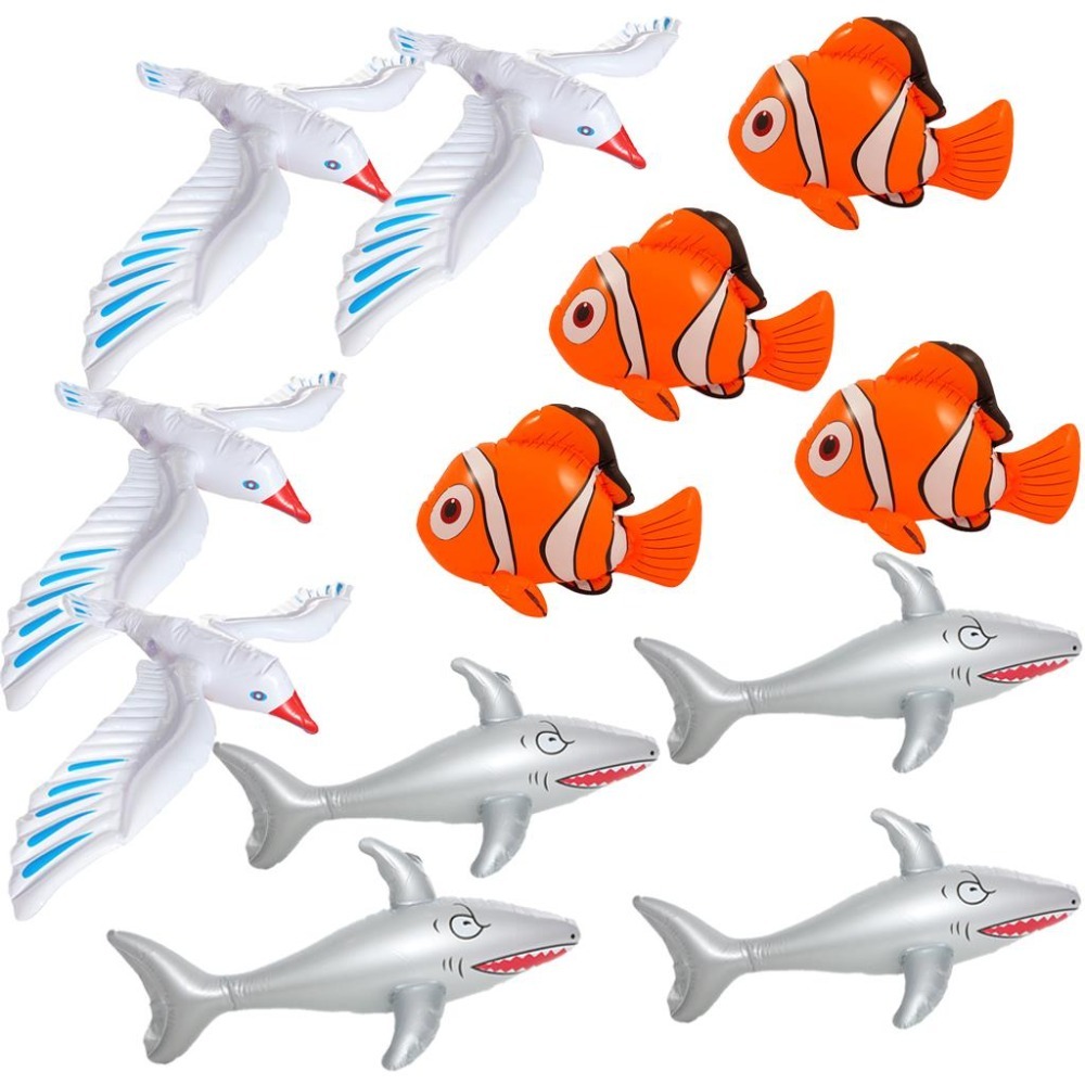Click to view product details and reviews for Seaside Inflatable Set 12 Pcs Seagull Shark Clownfish.