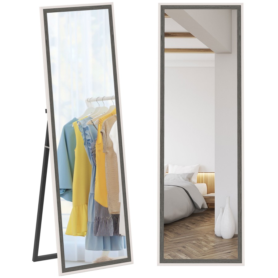 HOMCOM Full Length Mirror, Standing Leaning Wall, 163 x 53 cm, Grey