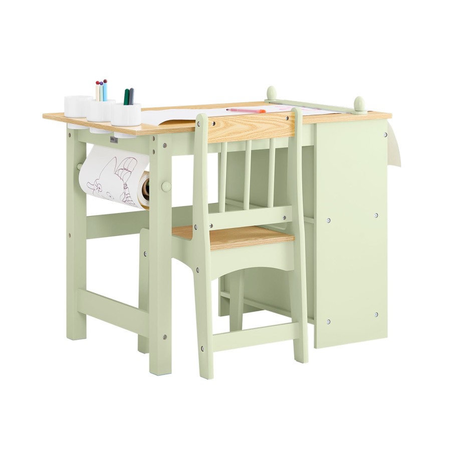 Click to view product details and reviews for Sobuy Kmb60 Gr Kids Desk And Chair Set Kids Study Table And Chair Set With 2 Storage Shelves And Paper Roll Holder Childrens Desks For Drawing Arts.