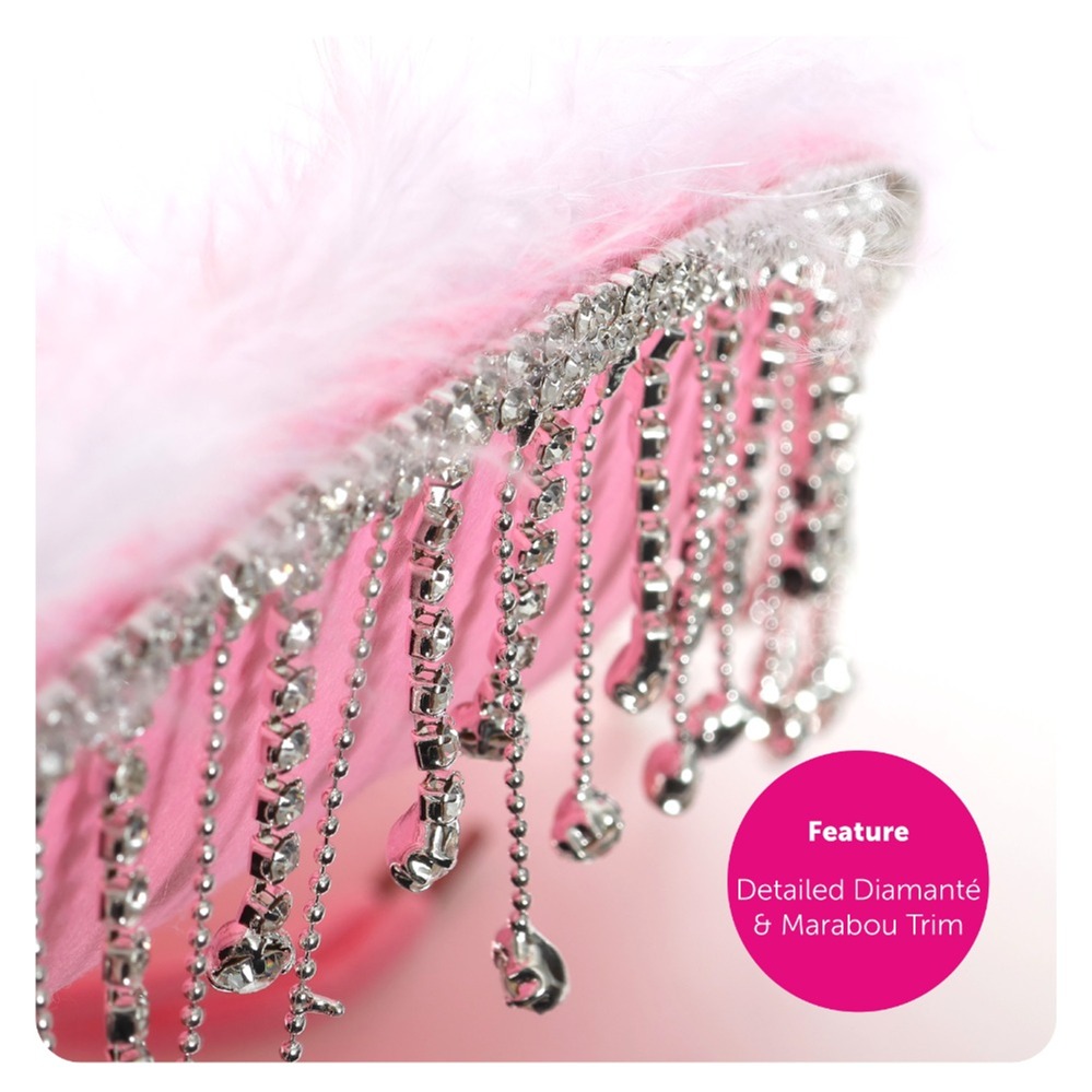 Pink Cowboy Hat with Diamantes & Marabou Trim