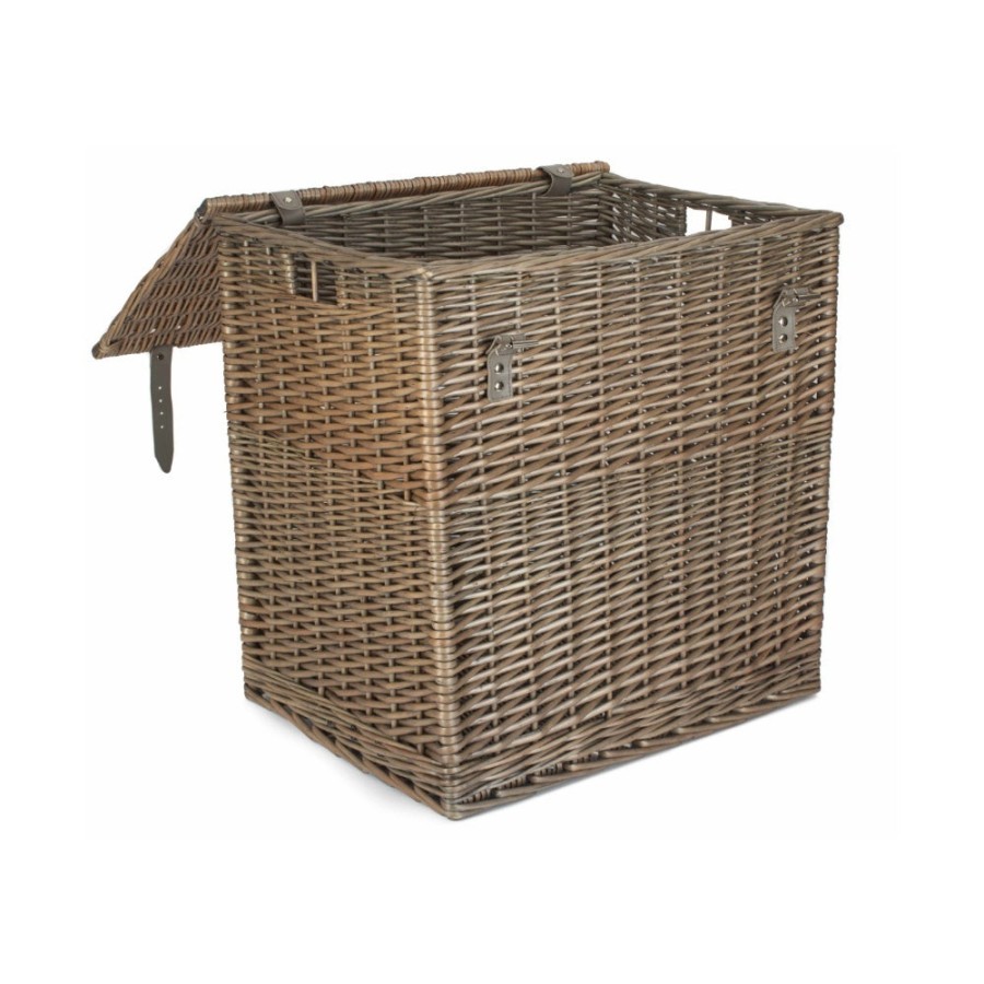 Red Hamper Antique Wash Vintner Storage Wicker Picnic Basket - Small