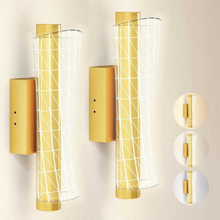 Click to view product details and reviews for Homcom Led Wall Lamp 2 Pack 9w Modern Indoor Geometric Mesh Wall Light Colour Temperature Adjustable 3000k 4000k 6500k For Bedroom Living Room Hal.