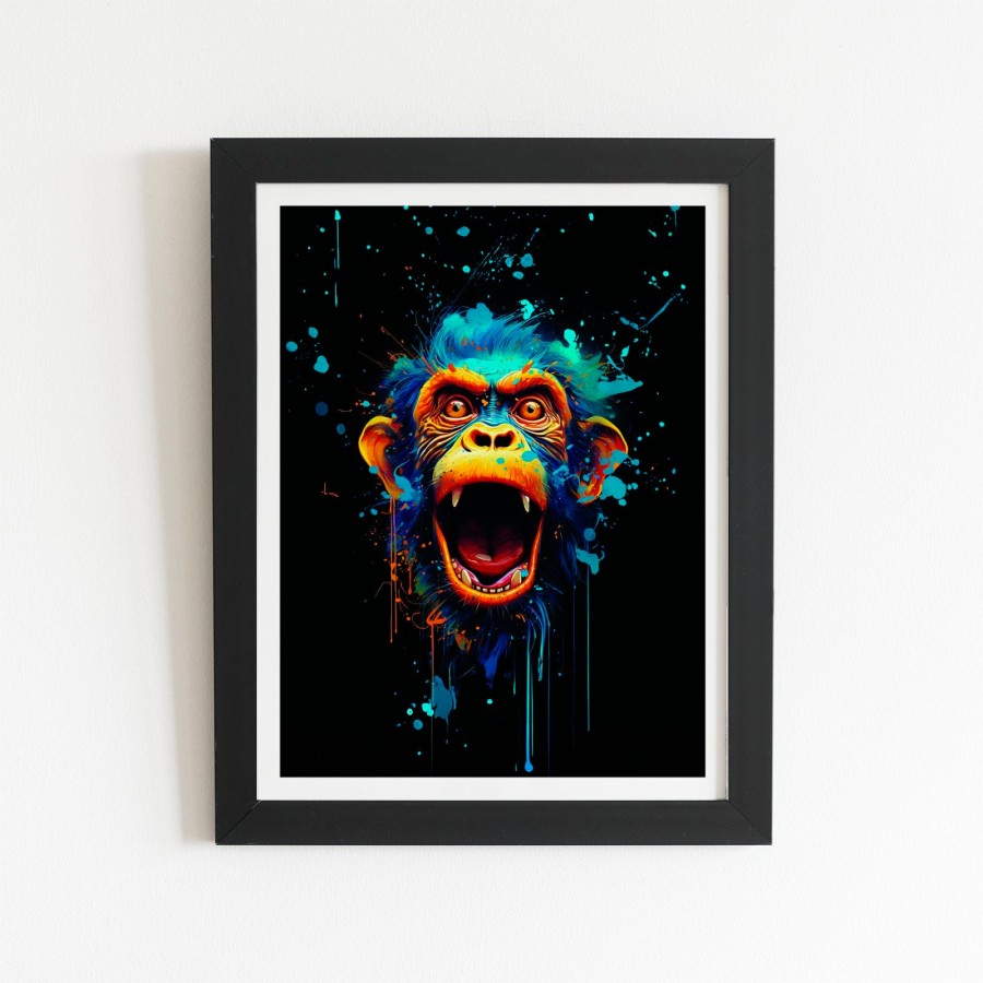 Click to view product details and reviews for Crazy Monkey Face Splashart Art Prints 8 X 10 Black Frame.