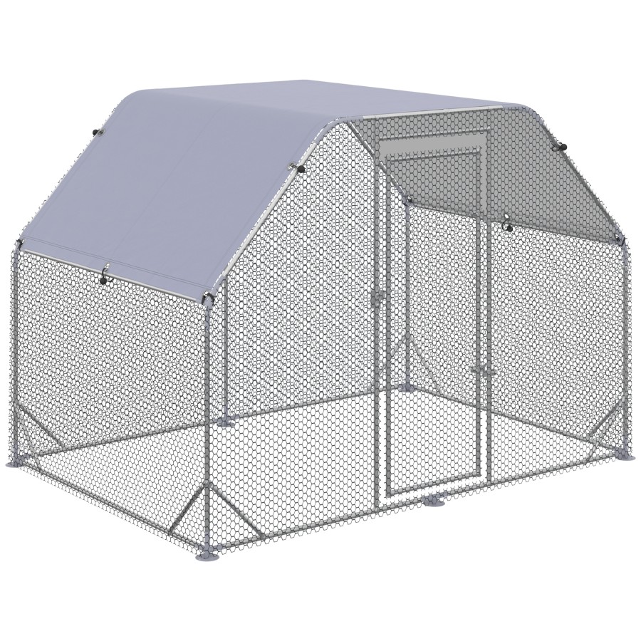PawHut Chicken Run w/ Roof, Walk-In Chicken Coop for 4-6 Chickens, Duck Pen