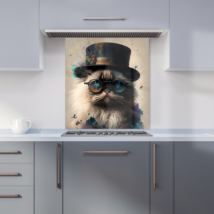 Click to view product details and reviews for Ragdoll Cat With Glasses Splashart Kitchen Splashback W600mm X H650mm.