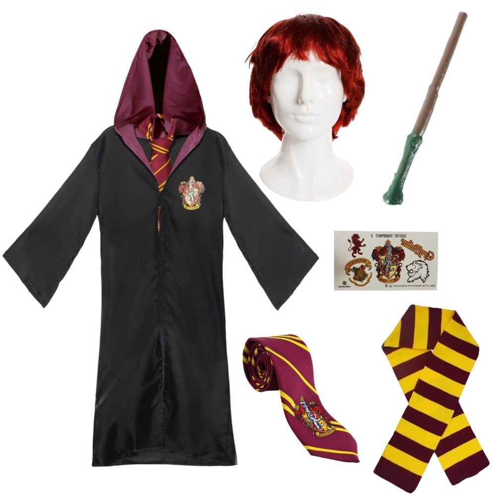 Click to view product details and reviews for Adults Ron Costume 6 Pcs Robe Tie Wig Wand Tattoos Scarf Large.