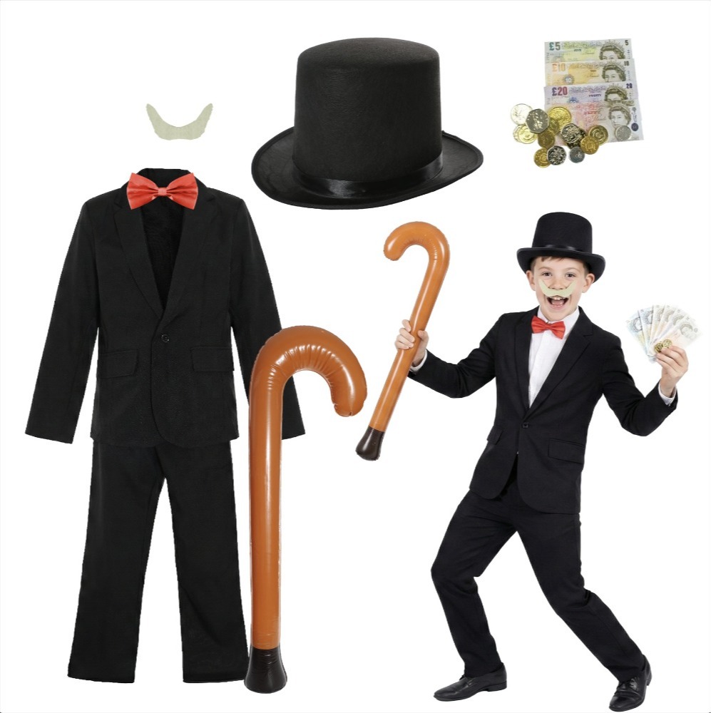 Click to view product details and reviews for Kids Money Boardgame Man 7 Pcs Blazer Trousers Top Hat Bow Tie Tash Walking Stick Fake Money Large.