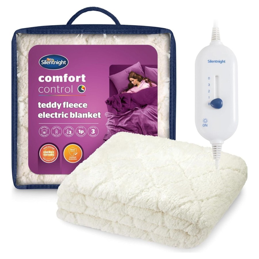 Silentnight Teddy Fleece Electric Blanket 3 Heat Settings Easy Fit Bed