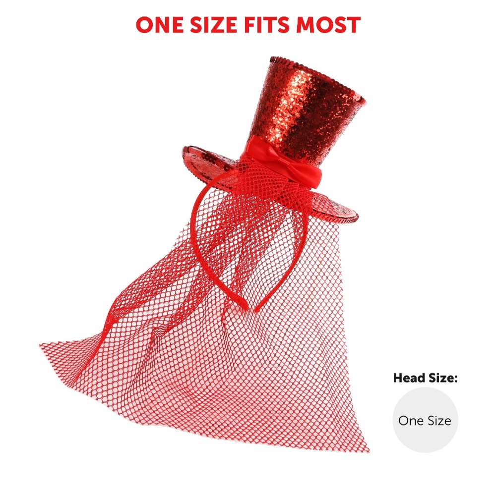 Mini Red Glitter Fascinator Top Hat