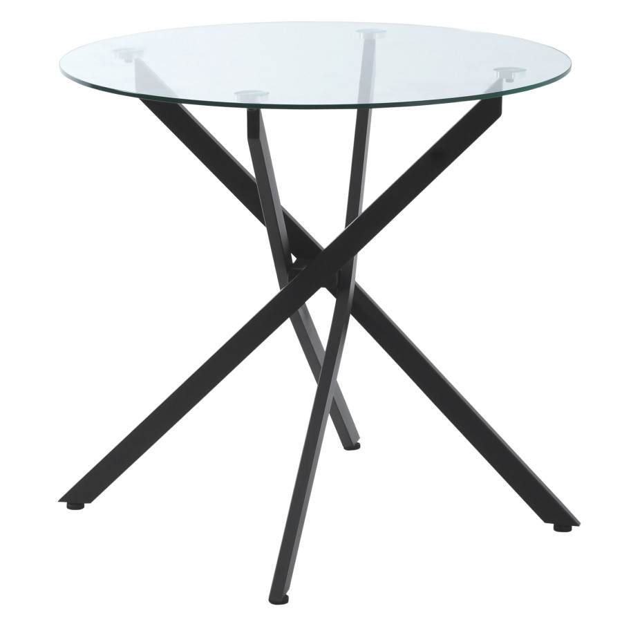 Click to view product details and reviews for Homcom Clear Glass Side Table Round Metal Dining Table Dining Living Room Black.