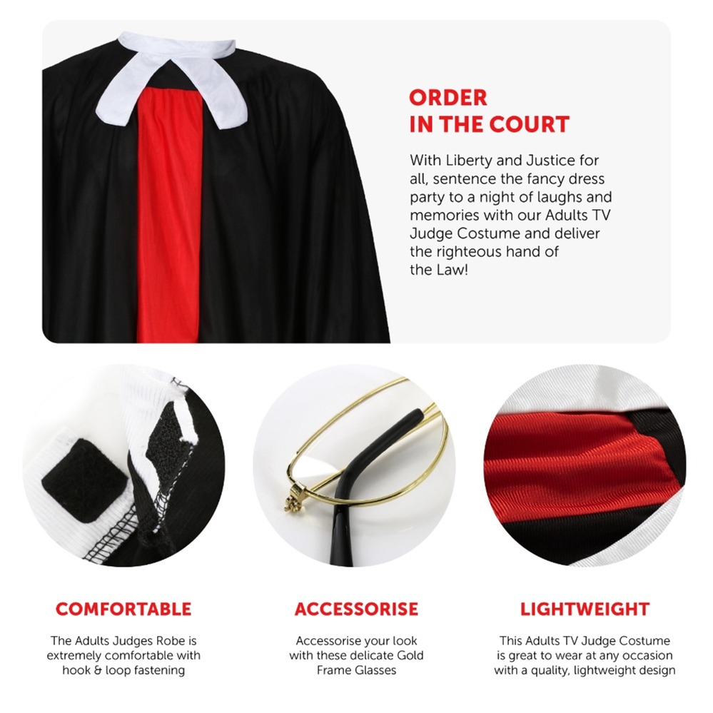 Adults TV Judge Costume Set - Robe & Glasses