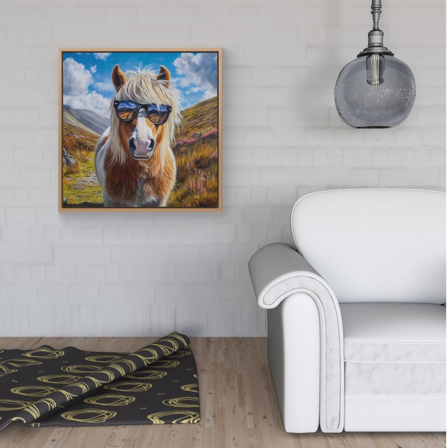 Click to view product details and reviews for Shetland Pony Wearing Glasses Framed Canvas 40 X 40 Pine.