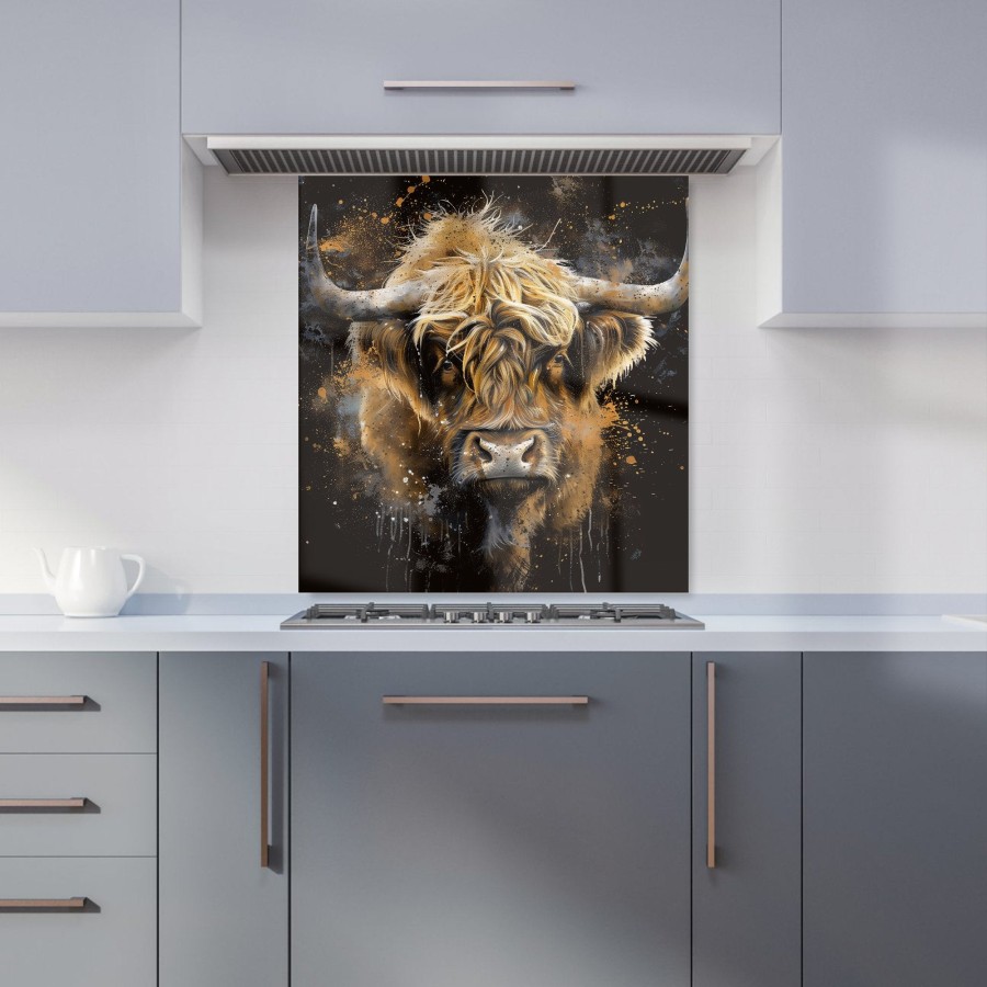 Click to view product details and reviews for Bronze Splashart Highland Cow Kitchen Splashback W700mm X H650mm.