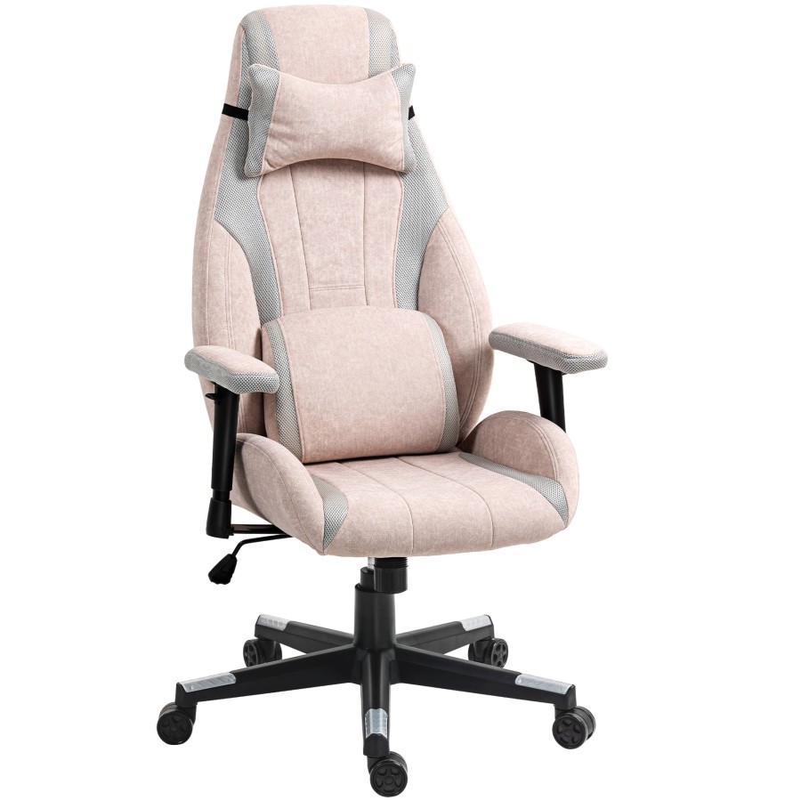 Click to view product details and reviews for Homcom Gaming Chair With Lumbar Support Headrest For Adults Fabric Desk Computer Chair With Adjustable Height And Armrest 360Â° Swivel For Home Off.
