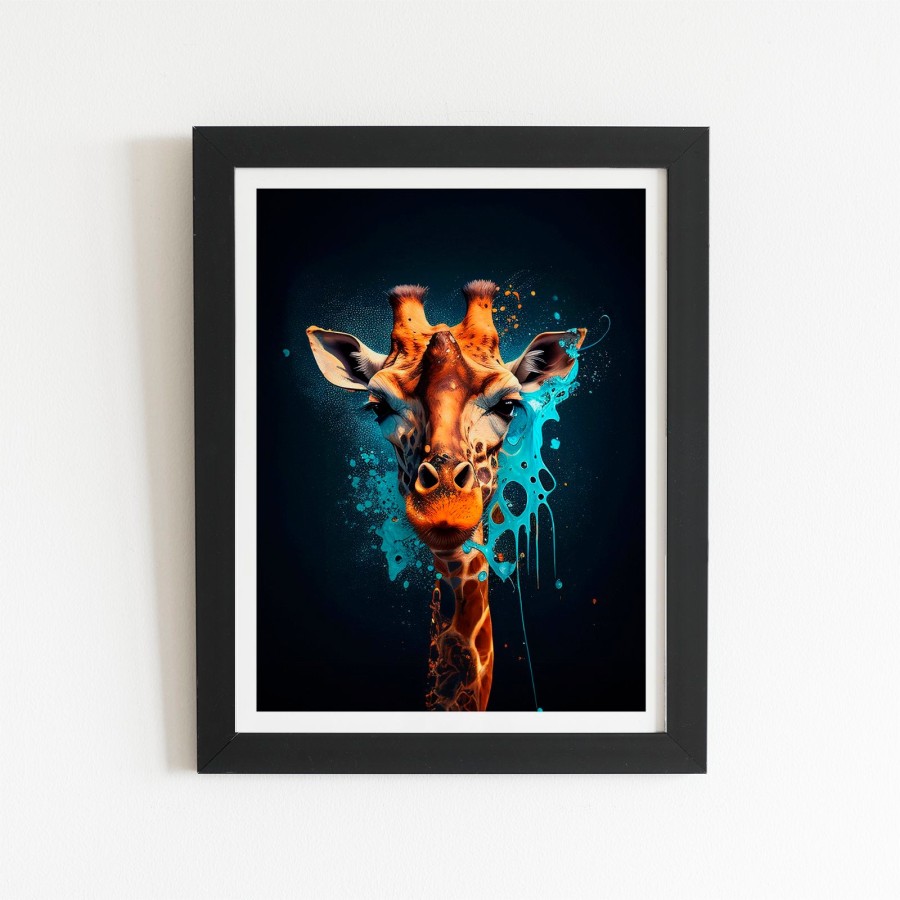 Click to view product details and reviews for Blue Giraffe Face Splashart Art Prints 8 X 10 Black Frame.