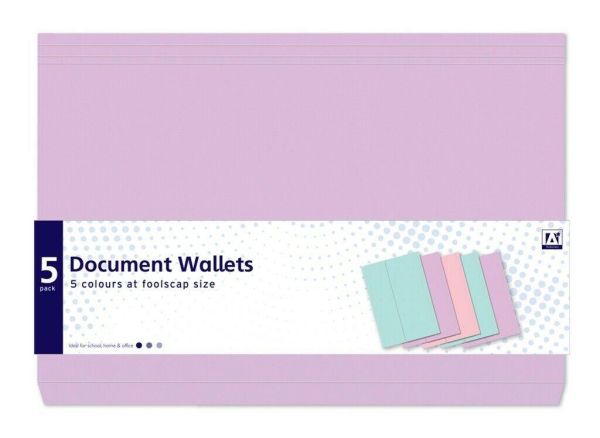 5x A4 File Home Office School Documents Storage Folders Wallets