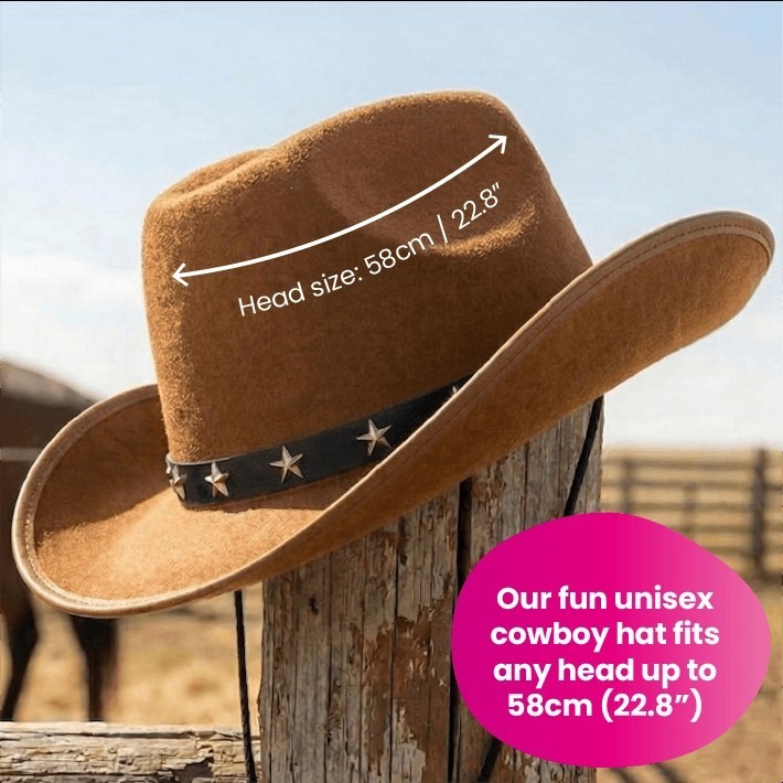 Adults Brown & Black Star Studded Cowboy Hats with Red & Black Paisley Bandanas | Western Fancy Dress Accessory Set