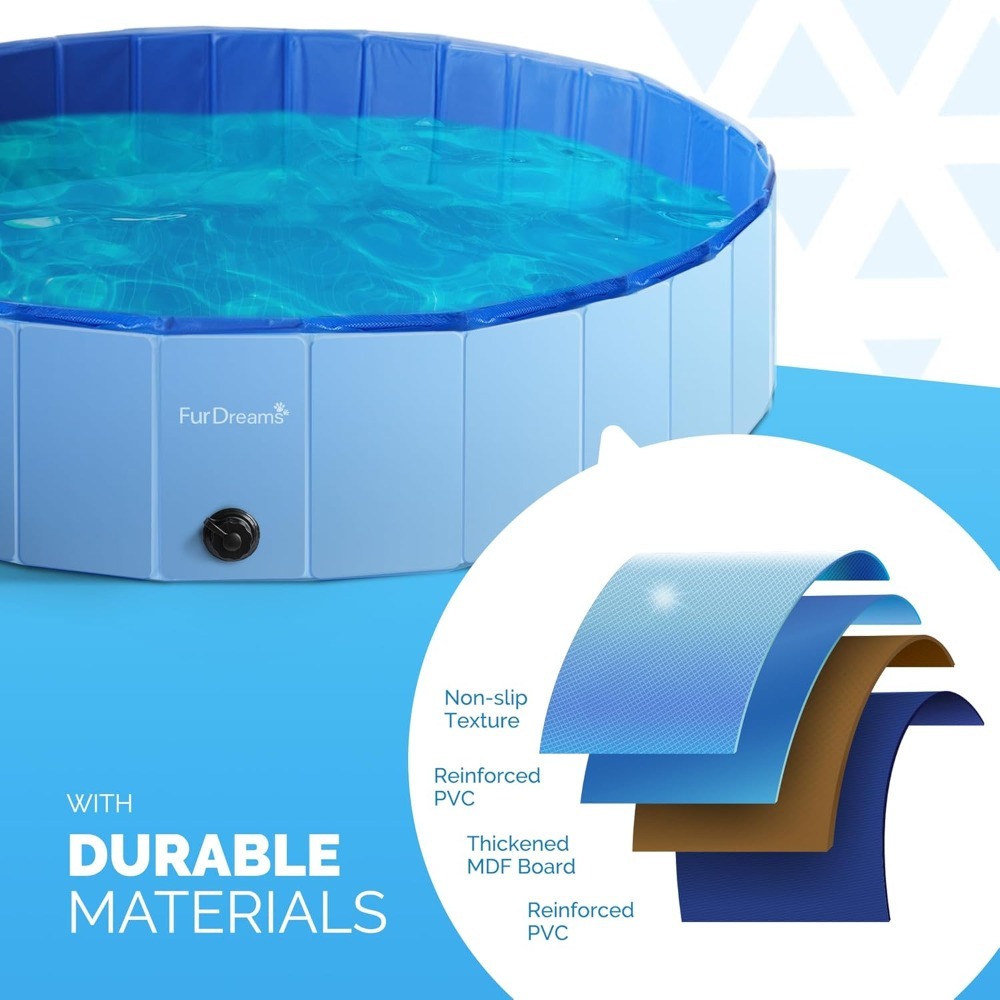 Foldable Dog & Kid Pool - Durable PVC Outdoor Bath, Anti-Slip Base