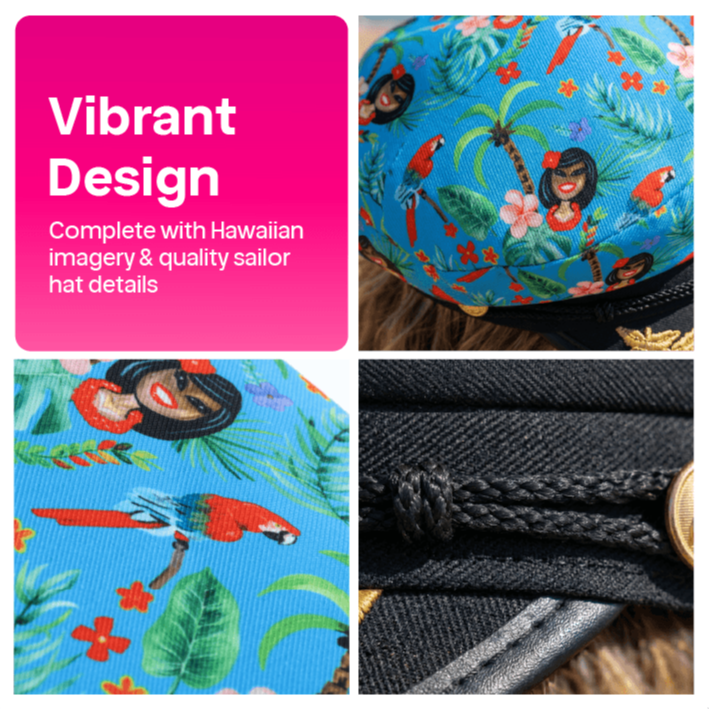 Blue Hawaiian Print Hat